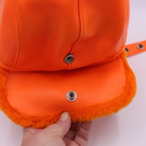Vintage YR Bright Orange Hunting Visible Florescent Orange Trapper Hat LG - Picture 6 of 9
